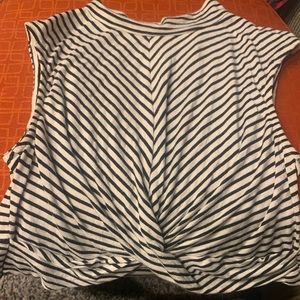 Edgy stripes twist criss cross crop